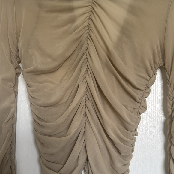 Zara Tan Ruched Fitted Blouse - Picture 4 of 8